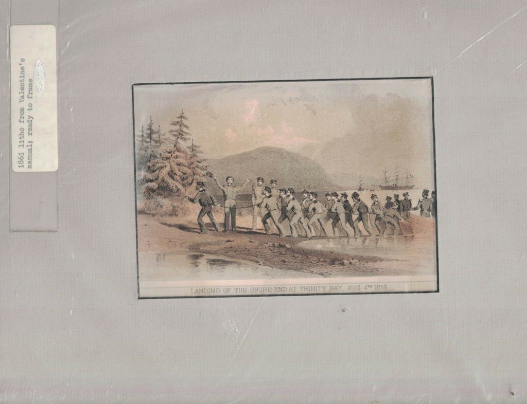 Landing of the Shore End at Trinity Bay August 4 1958 Lithograph 1861 Matted