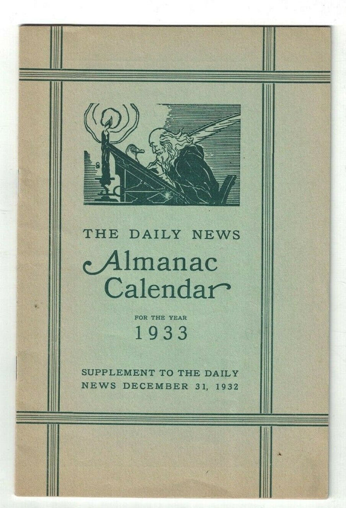 Batavia NY Daily News Almanac Calendar 1933 Upstate New York