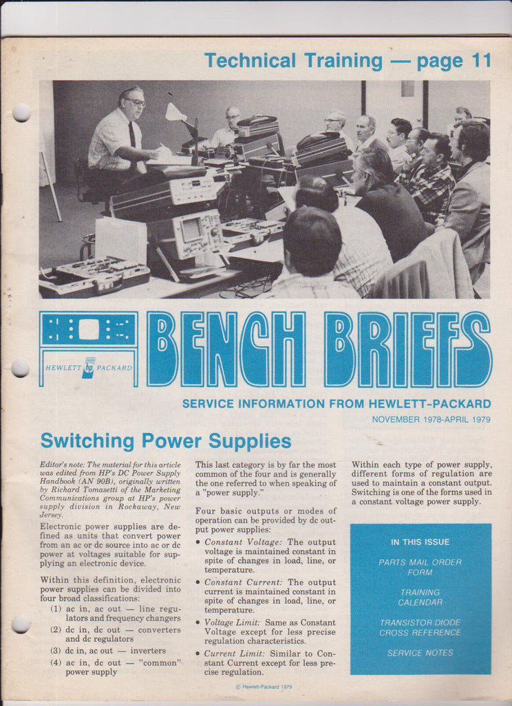 Hewlett Packard HP Bench Briefs Service Information November 1978
