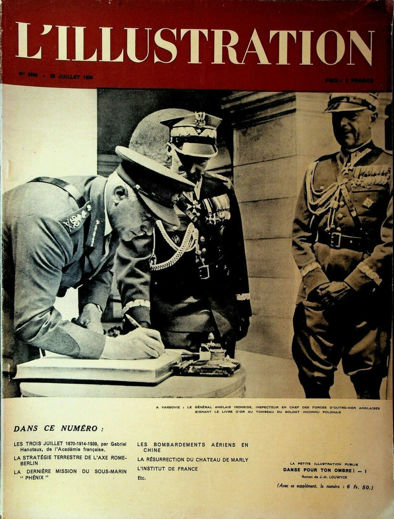 L'Illustration Magazine July 29 1939 World War II Phenix General Ironside