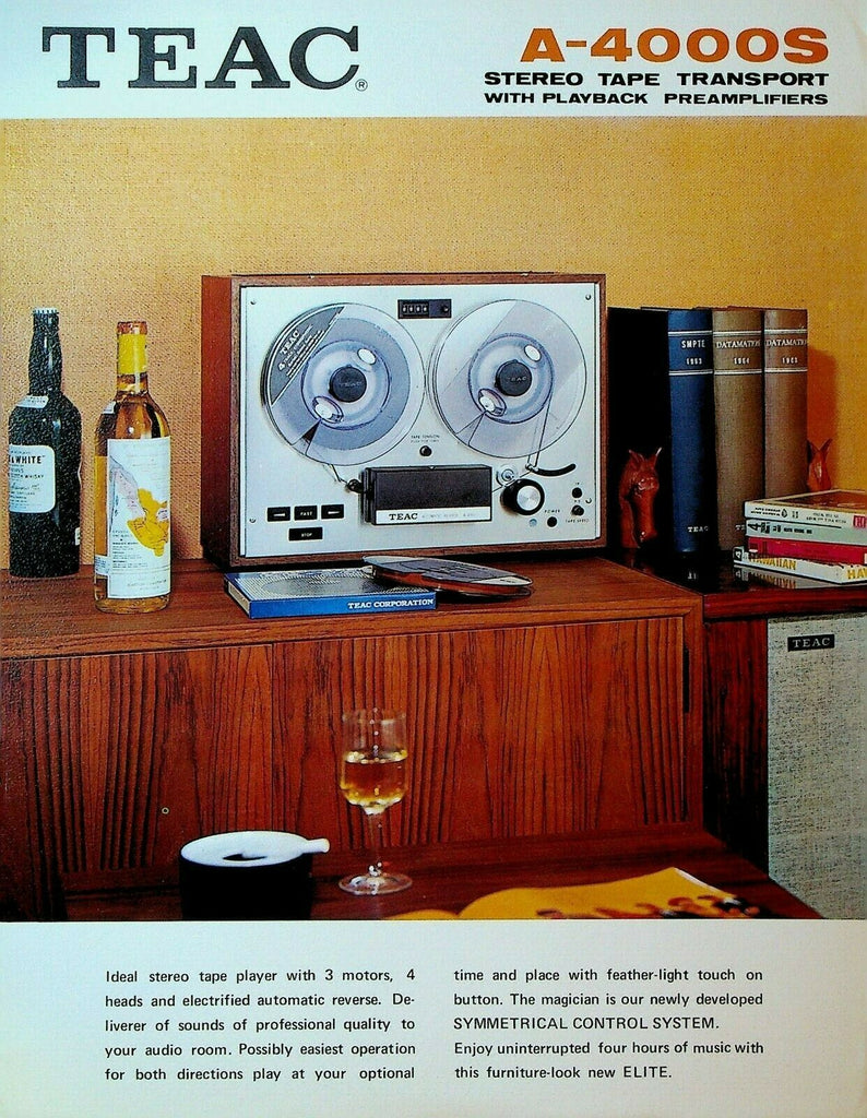 Teac A-4000S Stereo Tape Transport With Preamplifier Ad Sheet 1970s