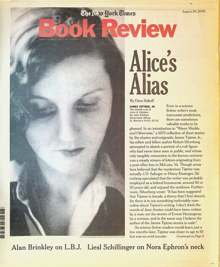 New York Times Book Review August 20 2006 James Tiptree Jr Nora Ephron