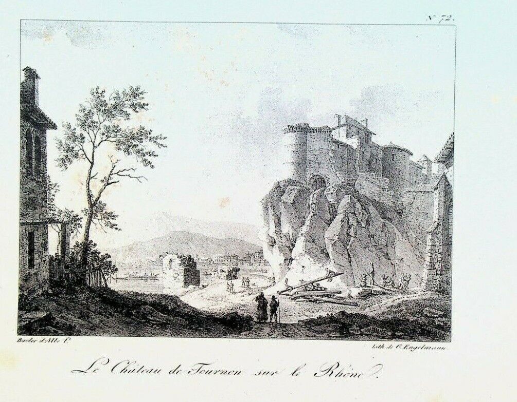 Godefroy Engelmann Lithograph 1820s Chateau de Tournon in the Rhone #72