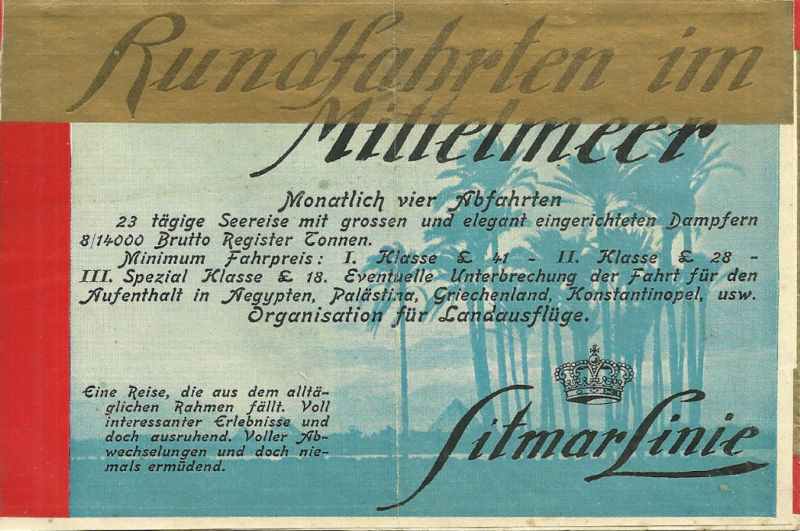 Sitmar Lines 1940s Round Trips in the Mediterranean Brochure