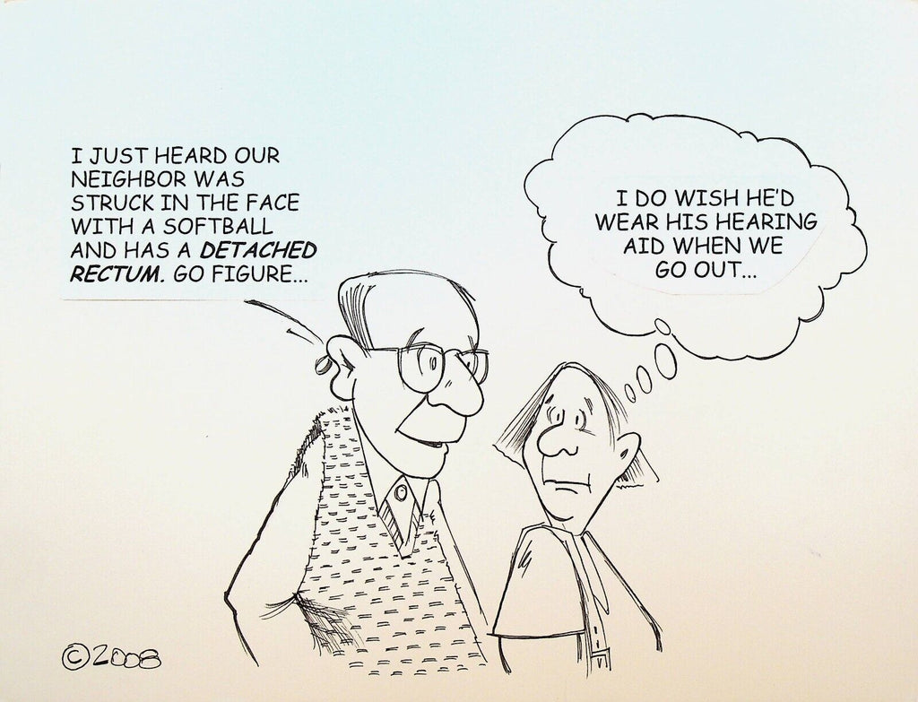 Bill Landis Original Cartoon Art The Villages Daily Sun 2006 Hearing Aid