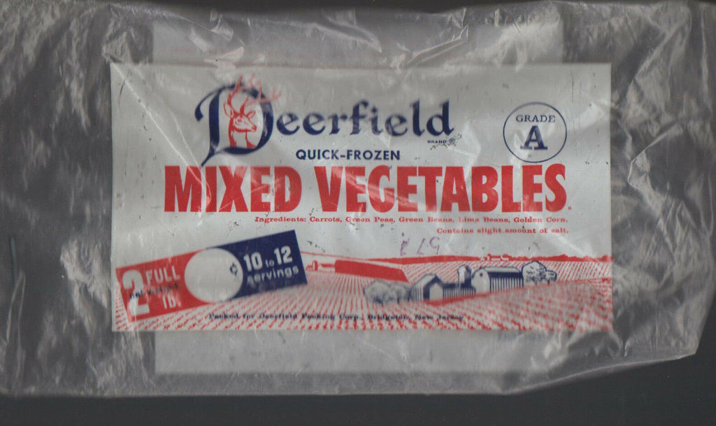 Deerfield Quick Frozen Mixed Vegetables Empty Bag 1960s