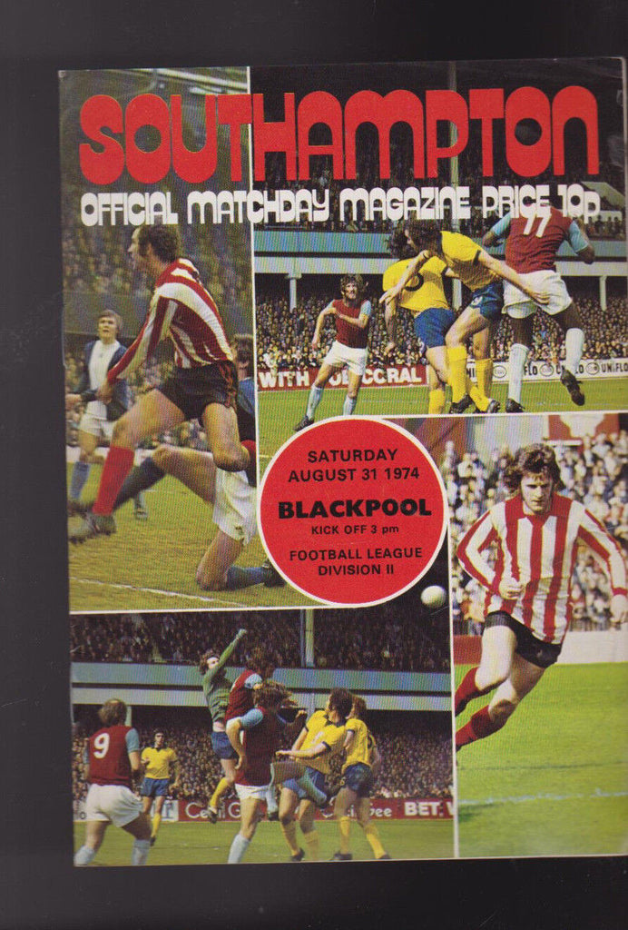 Southampton Official Matchday Magazine August 31 1974 v Blackpool Soccer