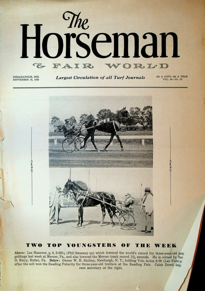 Horseman & Fair World Magazine Harness Racing September 18 1935 Lee Hanover