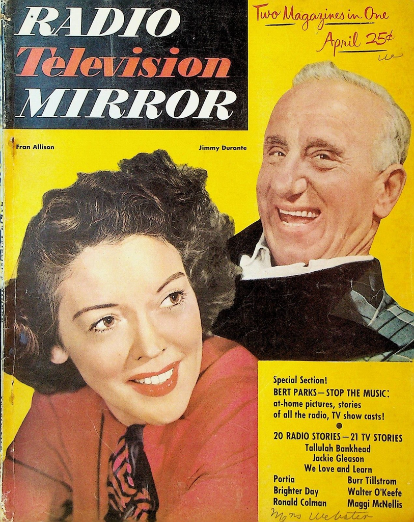 Radio & Television Mirror April 1951 Jimmy Durante Fran Allison Jackie Gleason