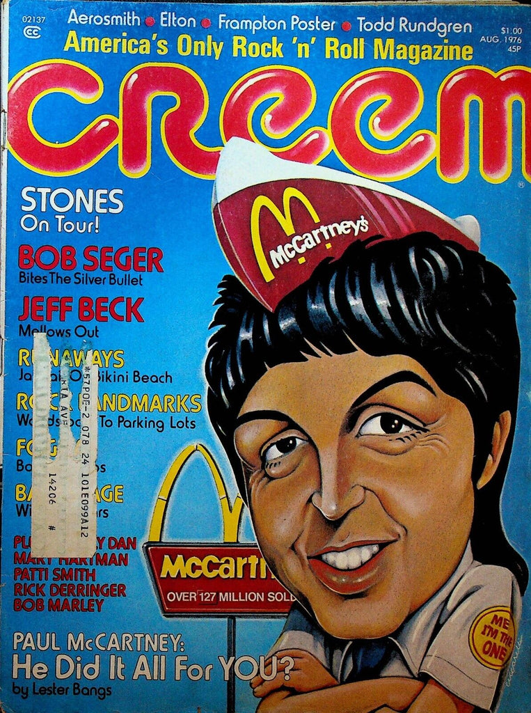 Creem Magazine August 1976 Paul McCartney Peter Frampton Aerosmith Elton John