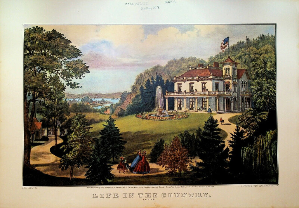 Currier & Ives Calendar Topper 1953 Life in the Country Evening