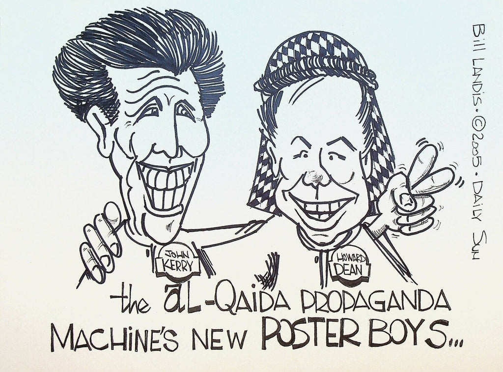 Bill Landis Original Cartoon Art The Villages Daily Sun 2005 John Kerry Al Qaeda