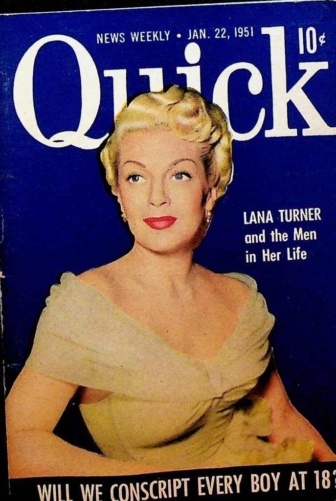 Quick Magazine January 22 1951 Lana Turner Lana Wong Ed Sullivan Sid Caesar