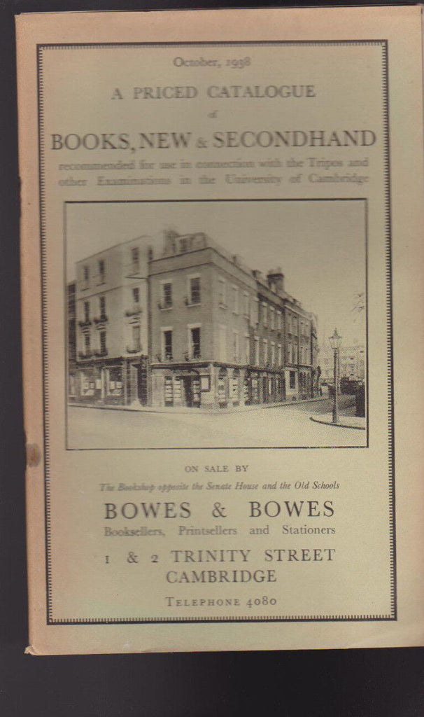 Bowes & Bowes Catalog Books New & Secondhand October 1938