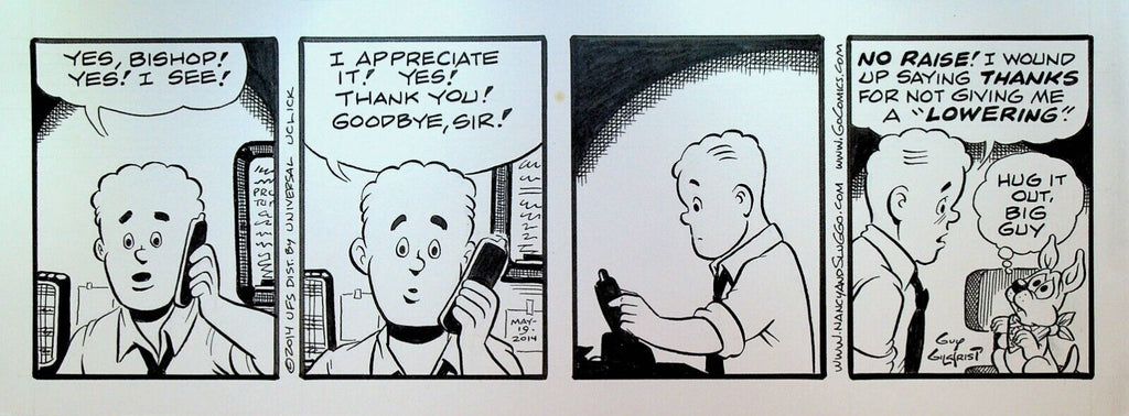 Nancy Original Comic Strip Art Guy Gilchrist May 19 2014 No Raise at Work
