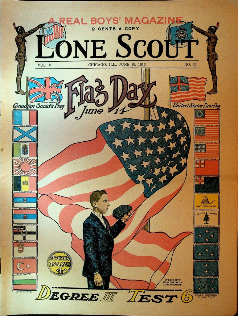 Lone Scout Magazine June 10 1916 Scouting US Flag Day Patriotic Baseball