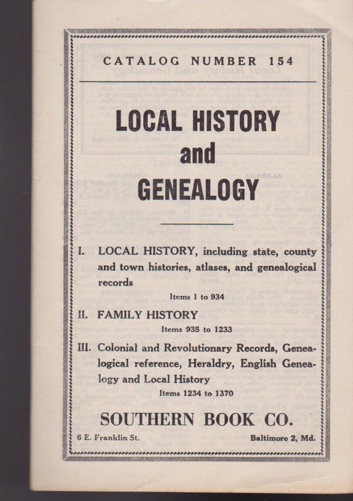 Southern Book Co Catalog 154 Local History & Genealogy