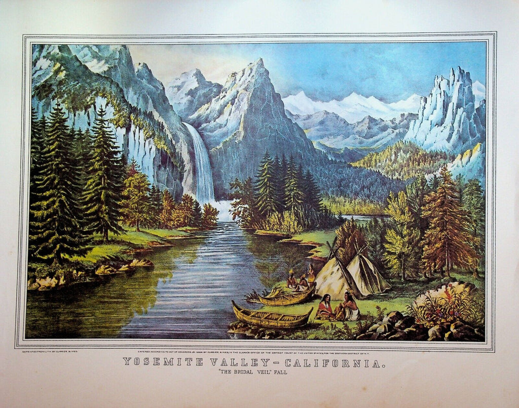 Currier & Ives Print Through to the Pacific Yosemite Valley California