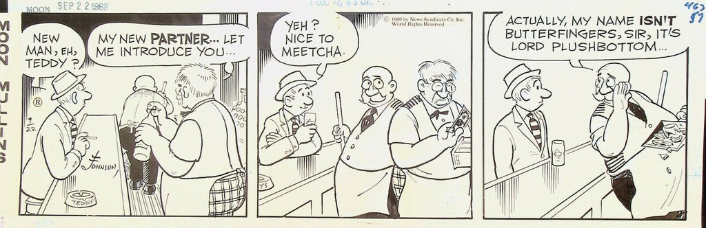Moon Mullins Ferd Johnson Original Comic Strip Art September 22 1969