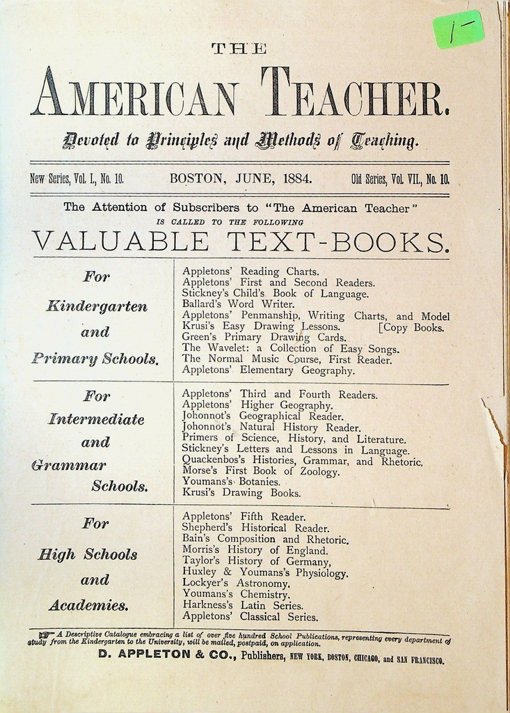 The American Teacher Magazine June 1884 Principles Methods of Teaching