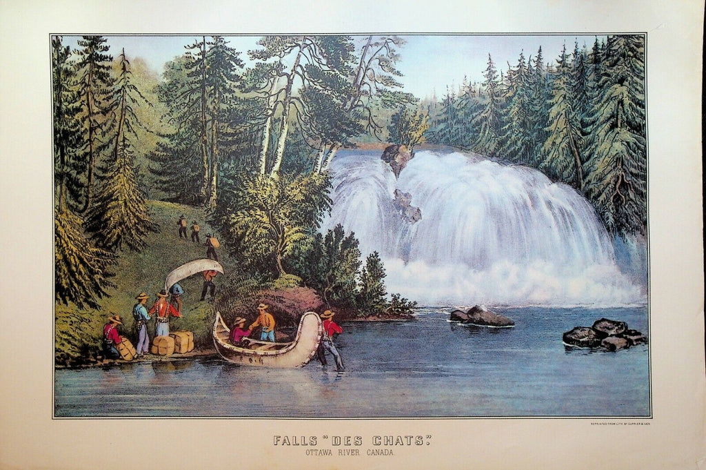 Currier & Ives Calendar Topper 1974 Falls Des Chats Ottawa River Canada