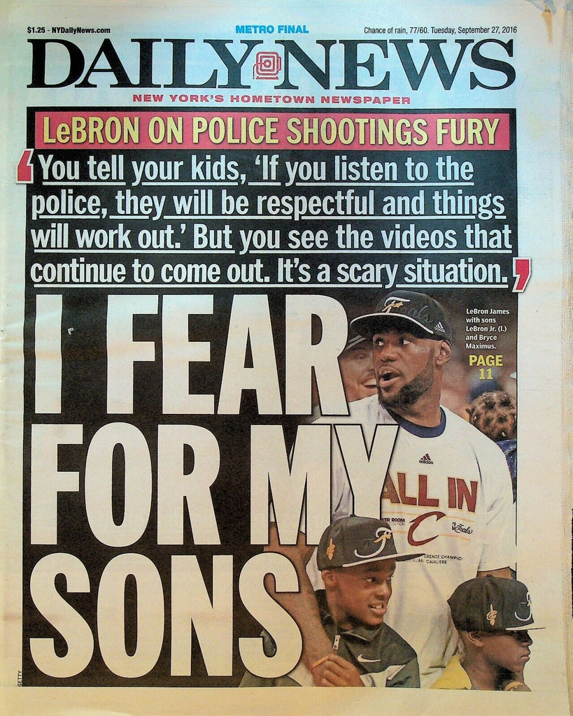 New York Daily News September 27 2016 Lebron James Jose Fernandez