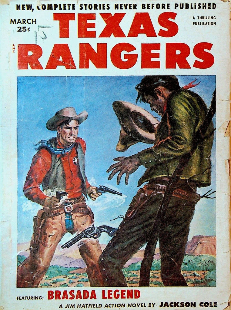 Texas Rangers Pulp March 1954 Jackson Cole Jim Hatfield WJ Reynolds Ben Frank