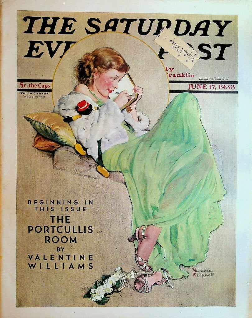 Saturday Evening Post June 17 1933 Norman Rockwell Helen Wills Moody