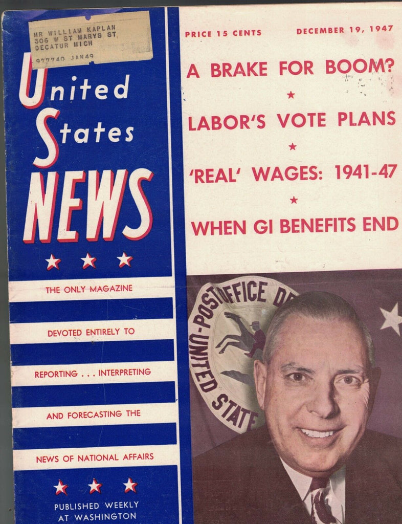 United States News December 19 1947 Panama Canal Jesse Donaldson Postmaster