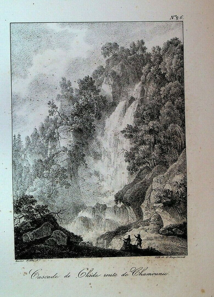 Godefroy Engelmann Lithograph 1820s Chamouny Waterfall #26