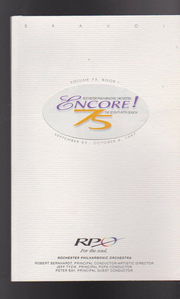 Rochester Philharmonic Orchestra RPO Encore September 1997 Program Opening Night