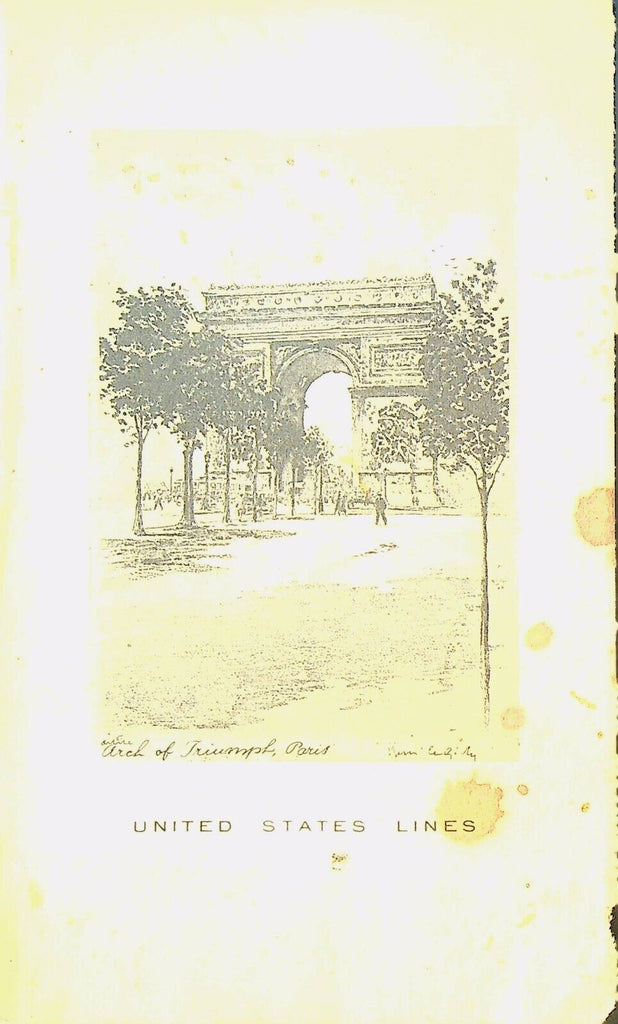 United States Line RMS Mrs Simpson Menu February 13 1937 Arch of Triumph Paris