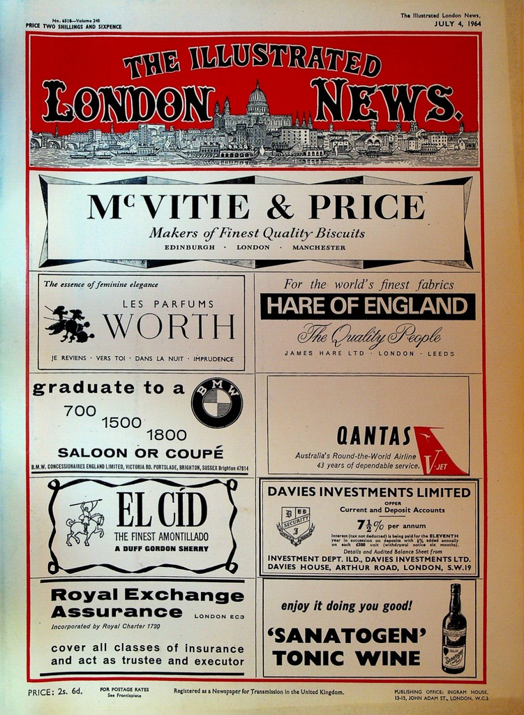Illustrated London News July 4 1964 World Trade Center Wimbledon Tennis