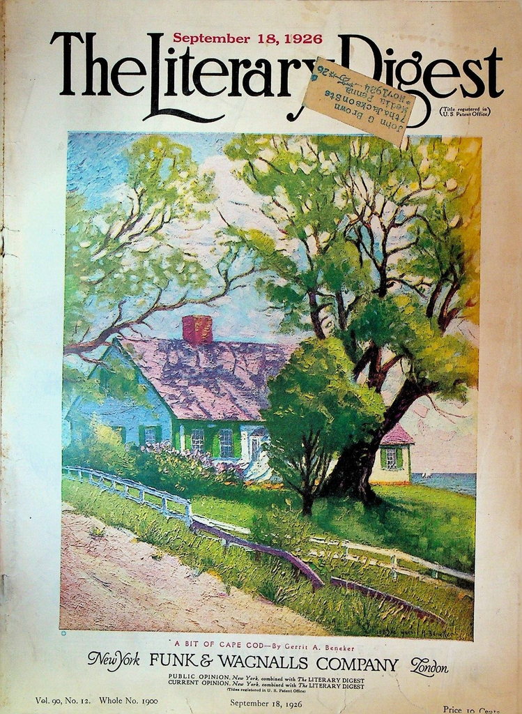 The Literary Digest September 18 1926 League of Nations Russia Mary Celeste