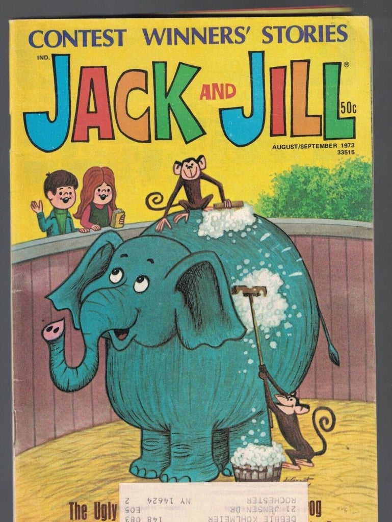 Jack and Jill Magazine August 1973 Alaska Puppets Elephant Cover