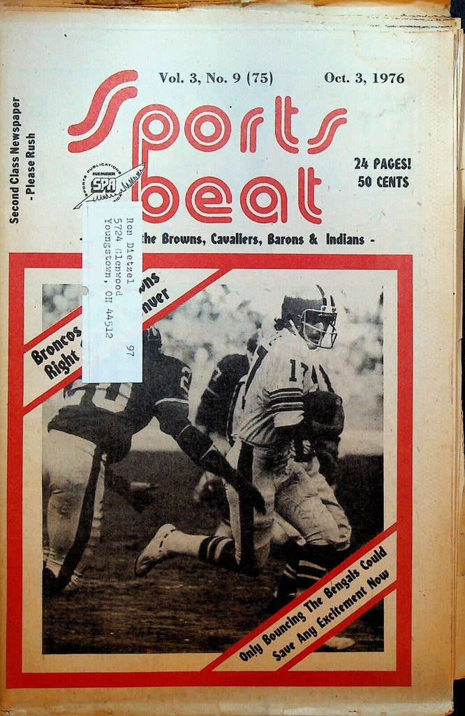 Northeast Ohio Sports Beat Magazine October 3 1976 Cleveland Browns