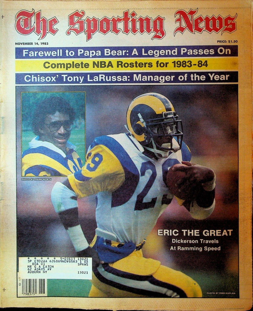 The Sporting News November 14  1983 Eric Dickerson George Halas Tony LaRussa