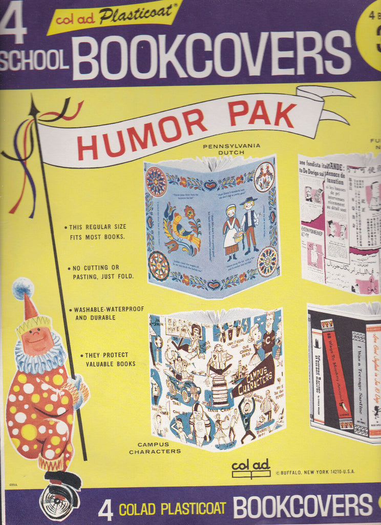 Col Ad Plasticoat School Bookcovers Lot of 4 Humor Pak 1970s
