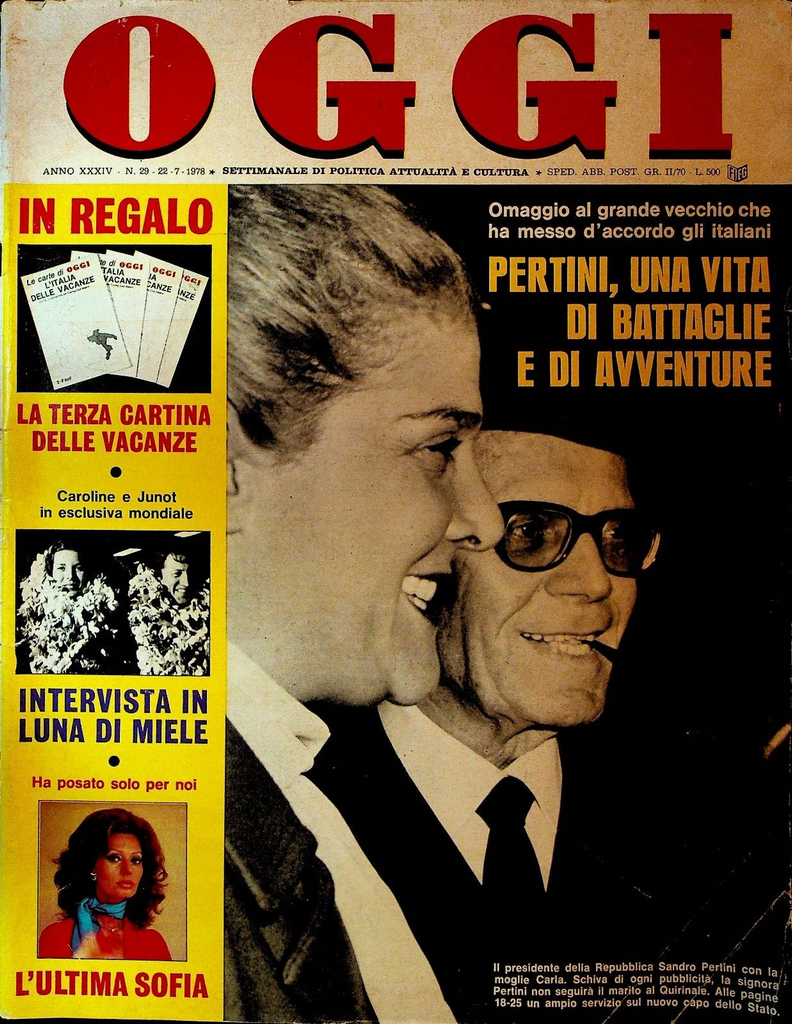 Oggi Magazine July 22 1978 Sofia Loren Liza Minnelli Jackie Onassis