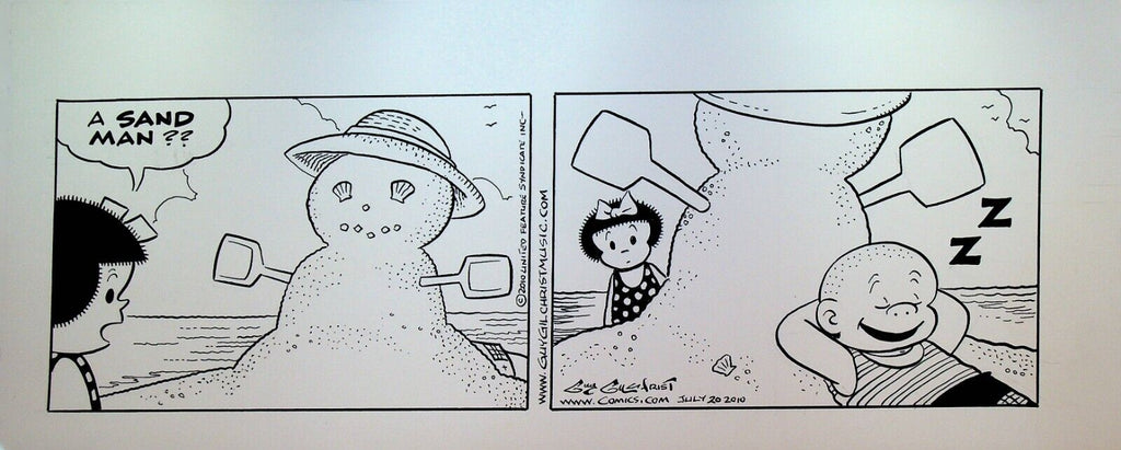 Nancy Comic Strip Original Art Guy Gilchrist July 20 2010 Beach Sand Man