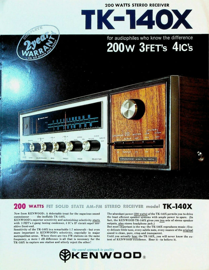 Kenwood TK-140X Stereo Receiver Advertising Brochure