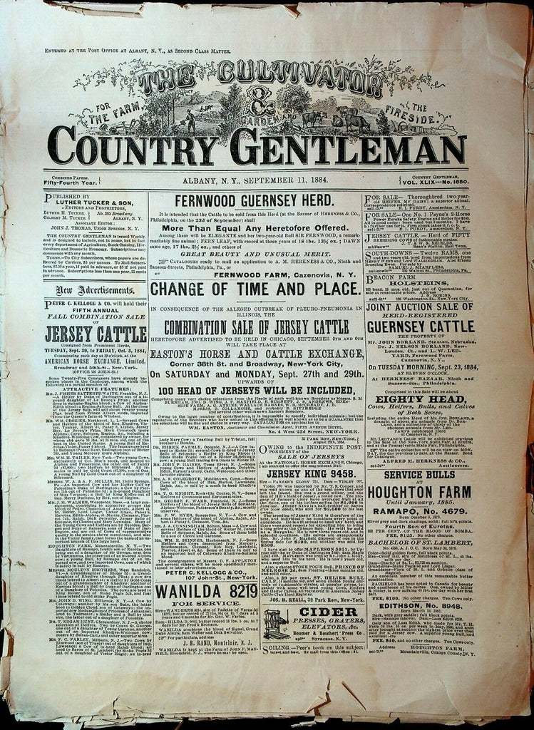 Cultivator & Country Gentleman September 11 1884 Poultry Cattle Crops