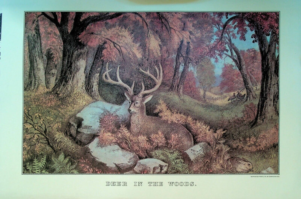 Currier & Ives Calendar Topper 1977 Deer in the Woods