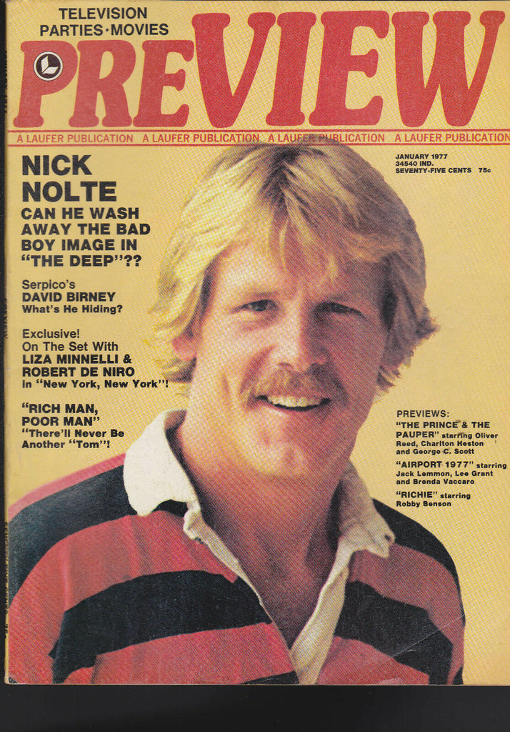 Preview Magazine January 1977 Nick Nolte Liza Minnelli Robert De Niro