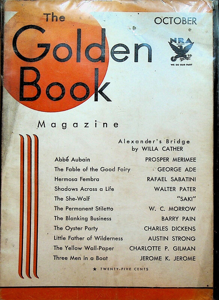 Golden Book Magazine October 1933 Willa Cather Saki Charles Dickens