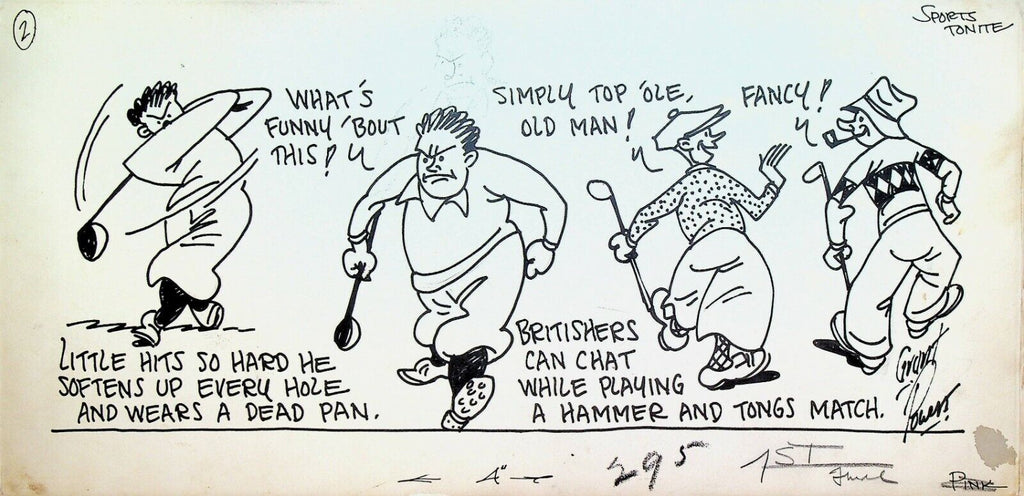 Golf Original Comic Art Grant Powers Sports Pup New York Daily News