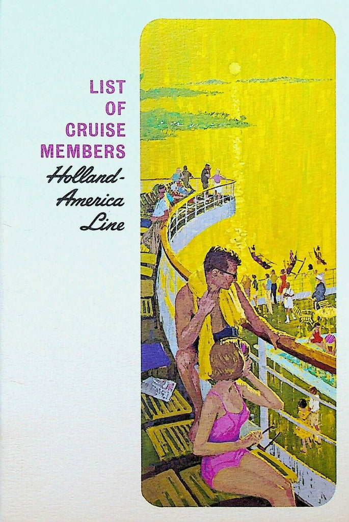 Holland America Line List of Cruise Passengers SS Maasdam August 1 1964
