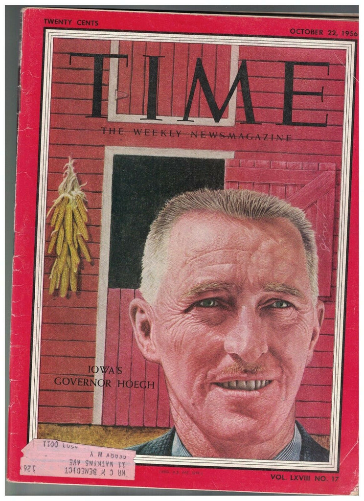 Time Magazine October 22 1956 Iowa Governor Hoegh Hong Kong Double Tenth Riots
