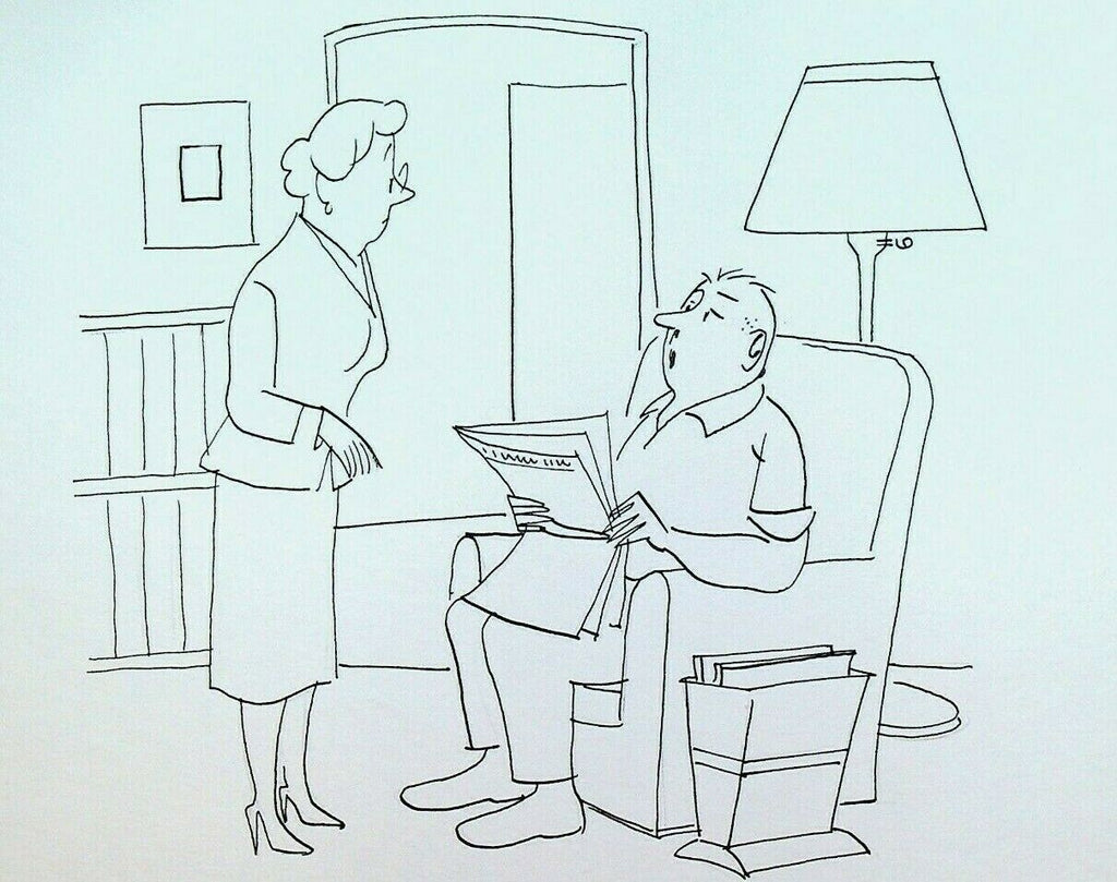 Husband Wife Marry You All Over Again Gag Original Art Walter Goldstein