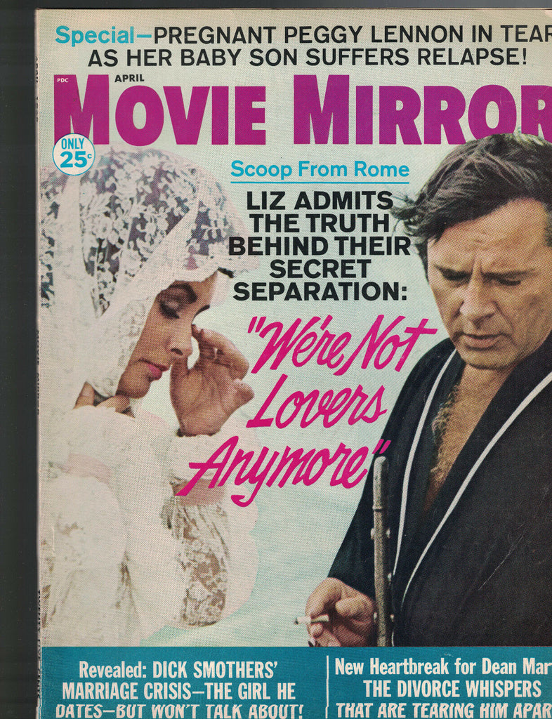 Movie Mirror Magazine April 1968 Liz Taylor Peggy Lennon Dick Smothers